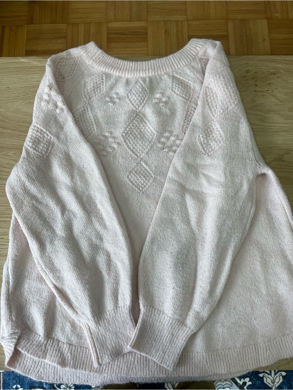 Light Pink Diamond-Knit Women's Sweater